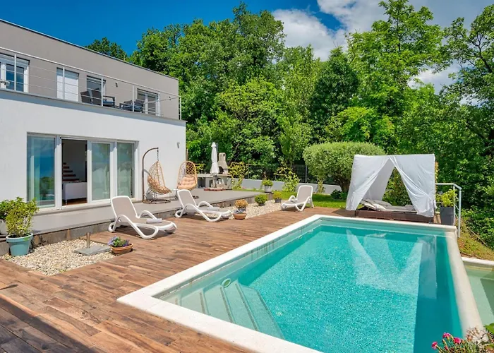 Sea View Lina - With Private Pool, Table Tennis And Pikado Villa Lovranska Draga